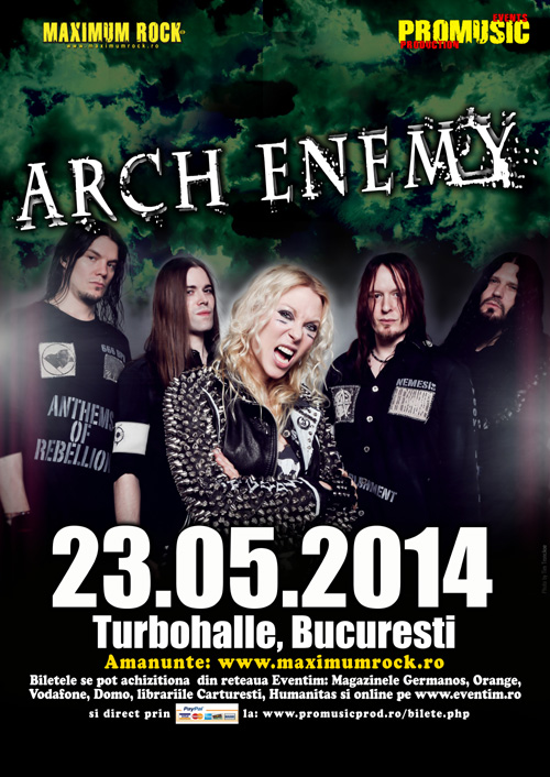Concert Arch Enemy: amanunte despre locatie si bilete